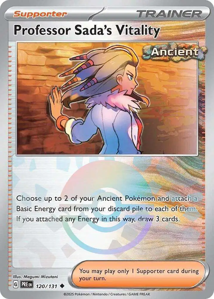Pokemon Trading Card Game Prismatic Evolutions Uncommon Professor Sada's Vitality #120 [Poke Ball Pattern]
