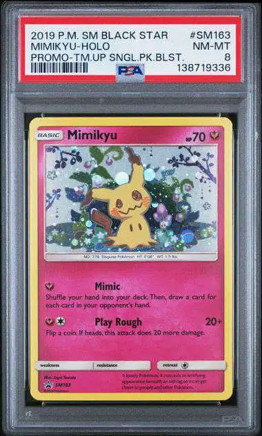 Pokemon Sun Moon Promo Single Card Holo Rare Mimikyu SM163 PSA 8 - ToyWiz