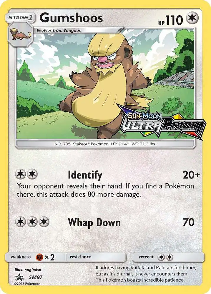 Pokemon Sun Moon Promo Single Card Ultra Rare Gumshoos SM97 Lightly Played  - ToyWiz