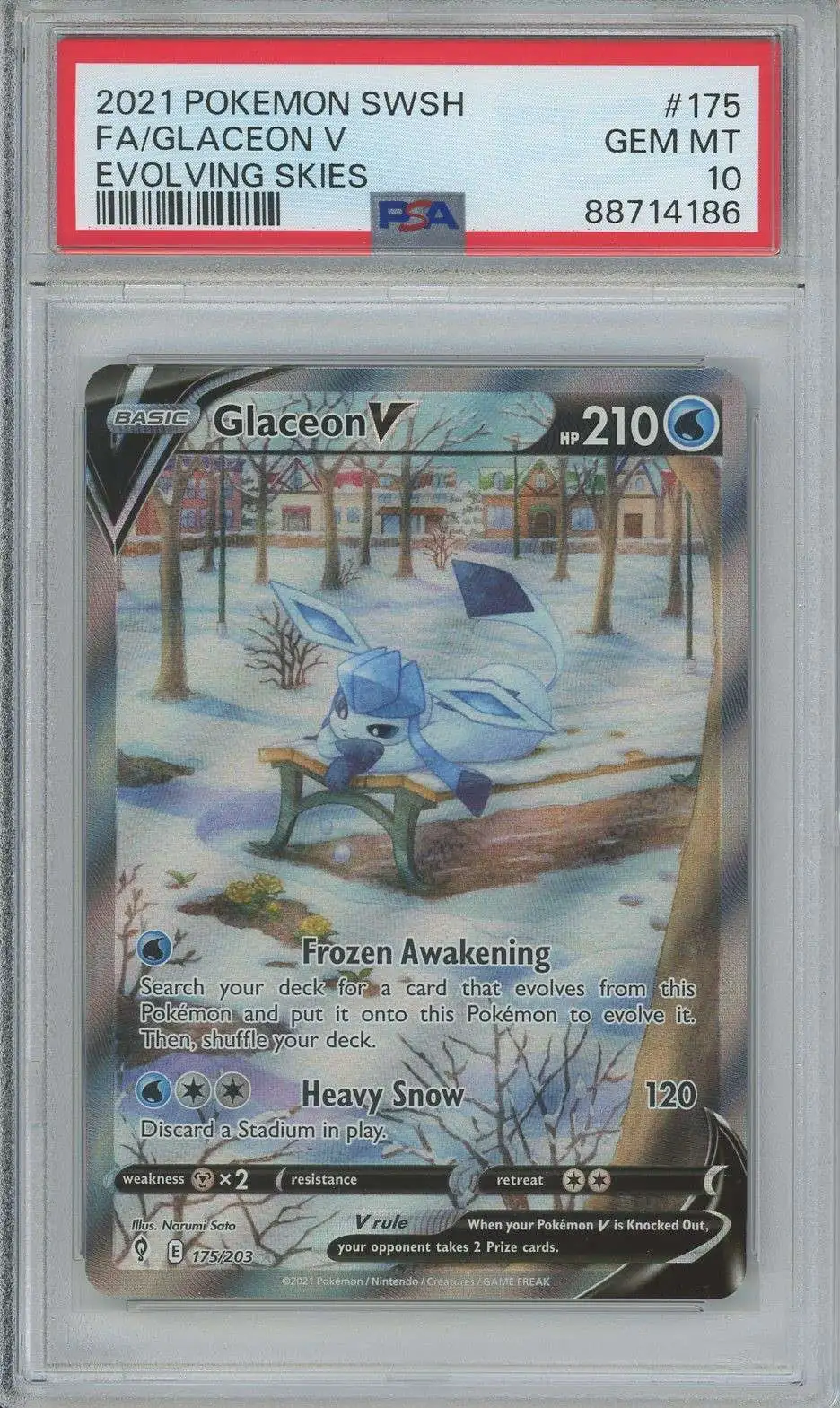 Pokemon Glaceon V Alternate Art Full - PSA popular 9 - Evolving Skies