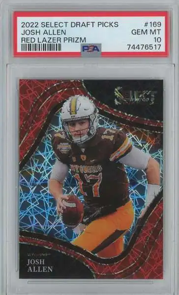 NFL 2022 Select Draft Picks Football Josh Allen #169 [Red Lazer Prizm] [PSA 10]