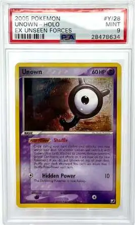 Pokemon EX Unseen Forces Rare Unown Y Y/28 [PSA 9]