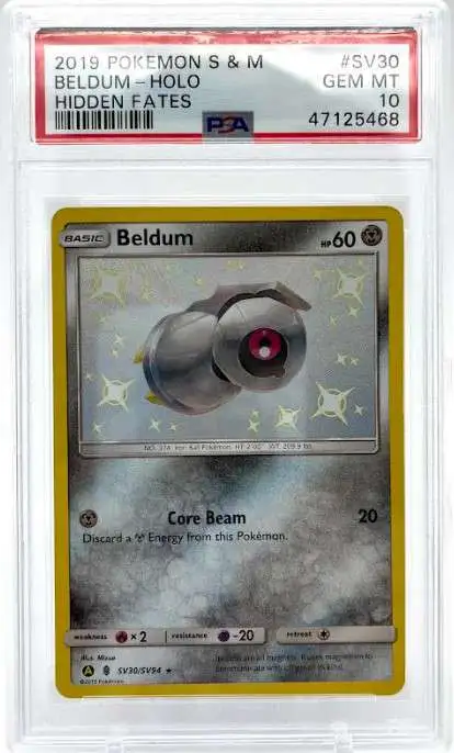 Pokemon Trading Card Game Hidden Fates Shiny Rare Beldum SV30 [PSA - Gem Mint 10 (47125468)]