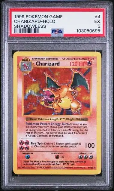 Nintendo Pokemon Trading Card Game Base Set Charizard [Shadowless] [PSA 5]