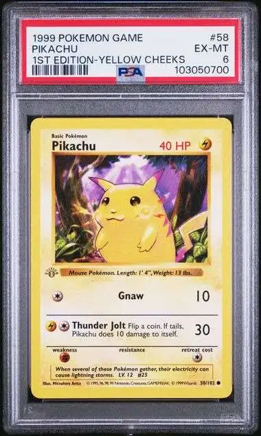 Nintendo Pokemon Trading Card Game Base Set Pikachu [1st Edition, Grey Stamp] [PSA 6]