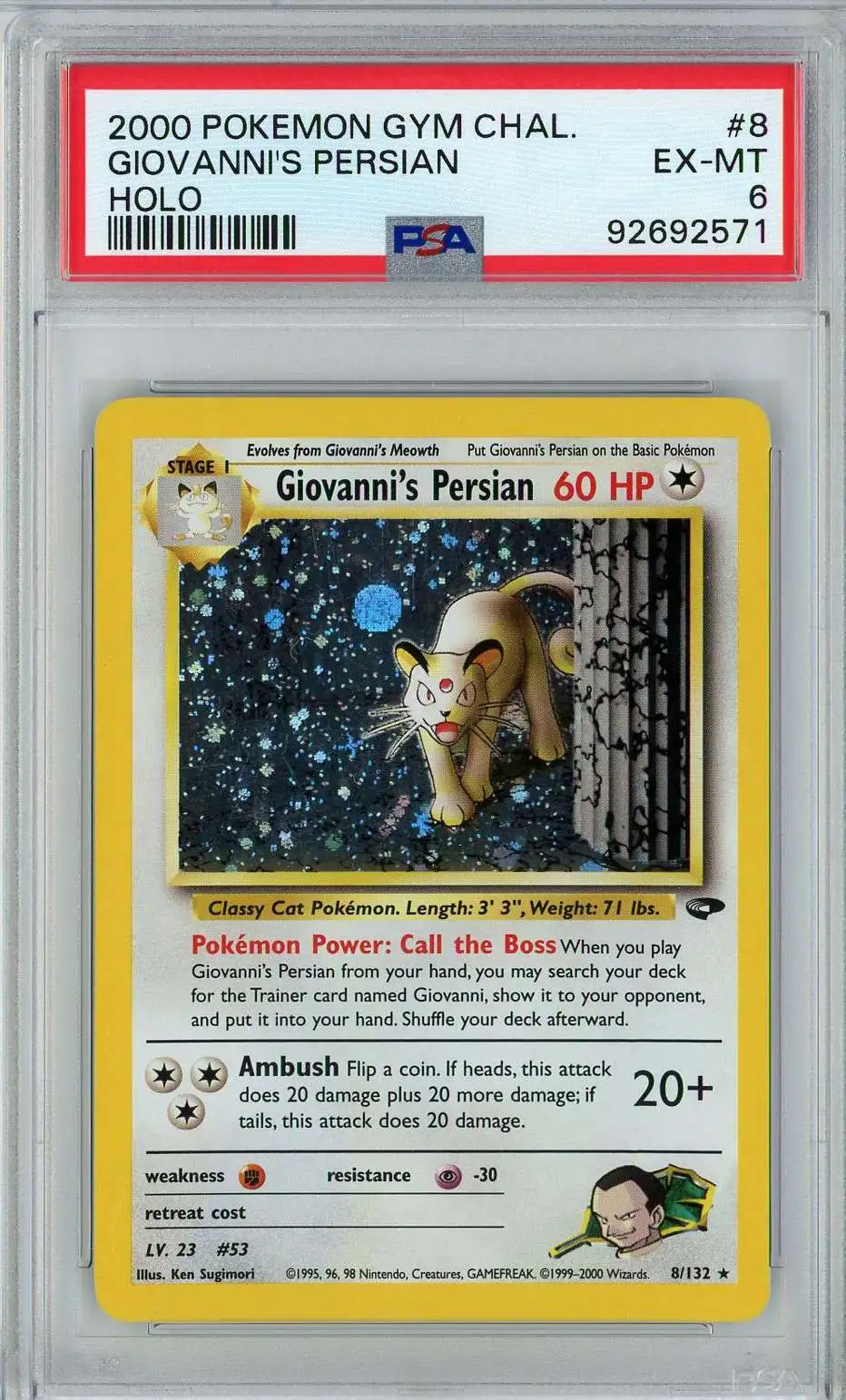 Pokemon Gym Challenge Holo Giovanni's Persian #8 [Lightly Played]