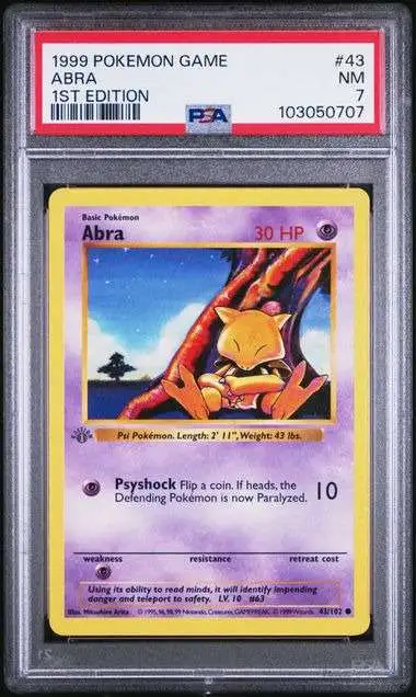 Nintendo Pokemon Trading Card Game Base Set Abra [1st Edition, Grey Stamp] [PSA 7]