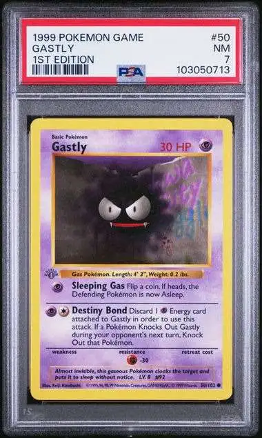 Nintendo Pokemon Trading Card Game Base Set Gastly [1st Edition, Grey Stamp] [PSA 7]