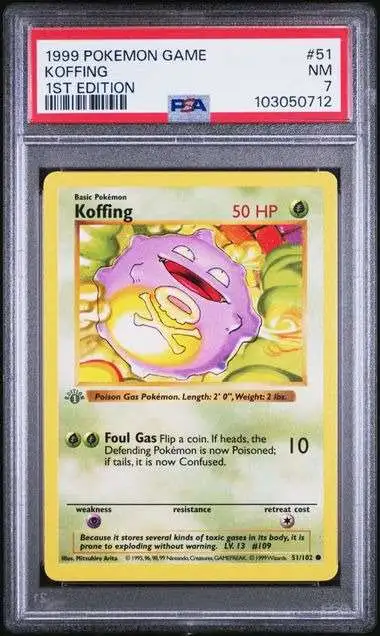 Nintendo Pokemon Trading Card Game Base Set Koffing [1st Edition, Grey Stamp] [PSA 7]