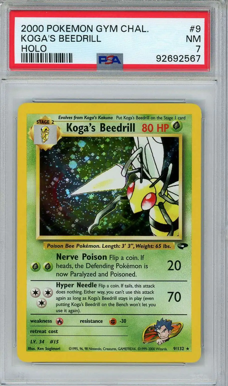 Pokemon Gym Challenge Holo Koga's Beedrill #9 [PSA 7]