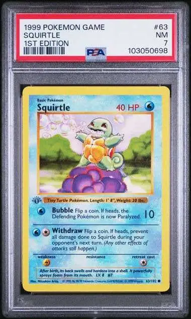 Nintendo Pokemon Trading Card Game Base Set Squirtle [1st Edition, Grey Stamp] [PSA 7]