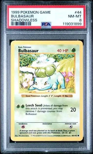 Pokemon Trading Card Game Base Set Single Card Bulbasaur PSA