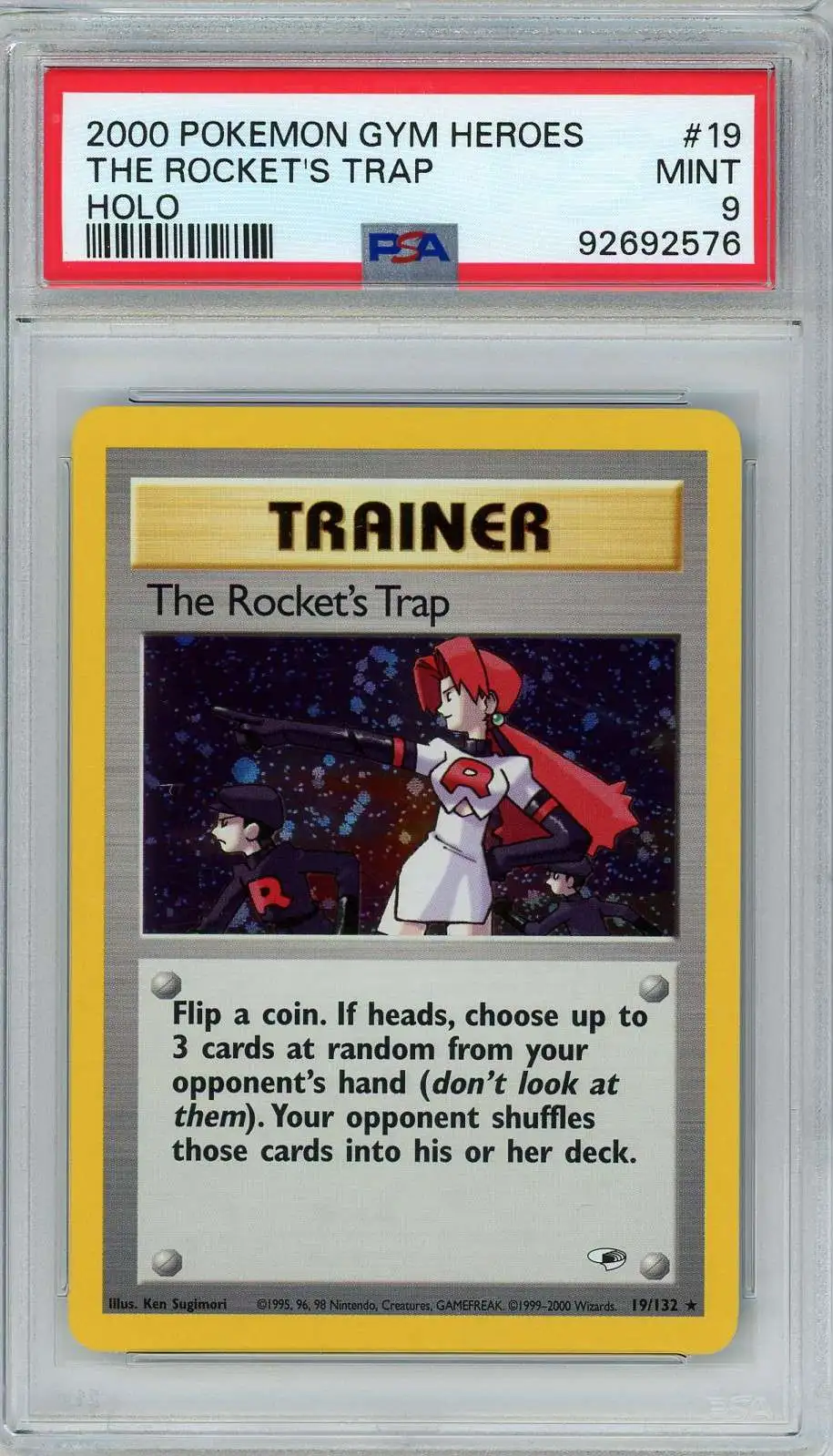 Pokemon Gym Heroes Holo The Rocket's Trap #19 [PSA 9]