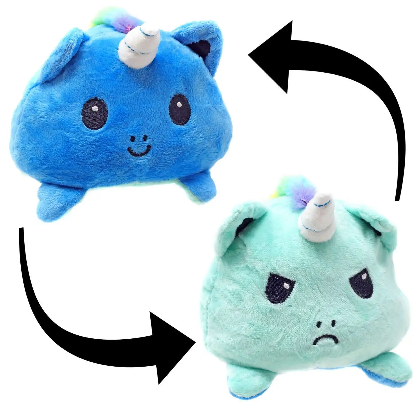 Reversible Plush Blue & Green Unicorn 4-Inch