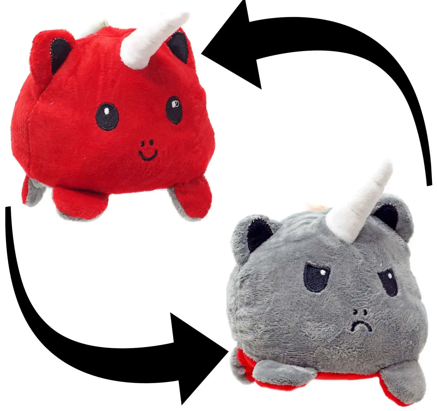 Reversible Plush Red & Grey Unicorn 4-Inch