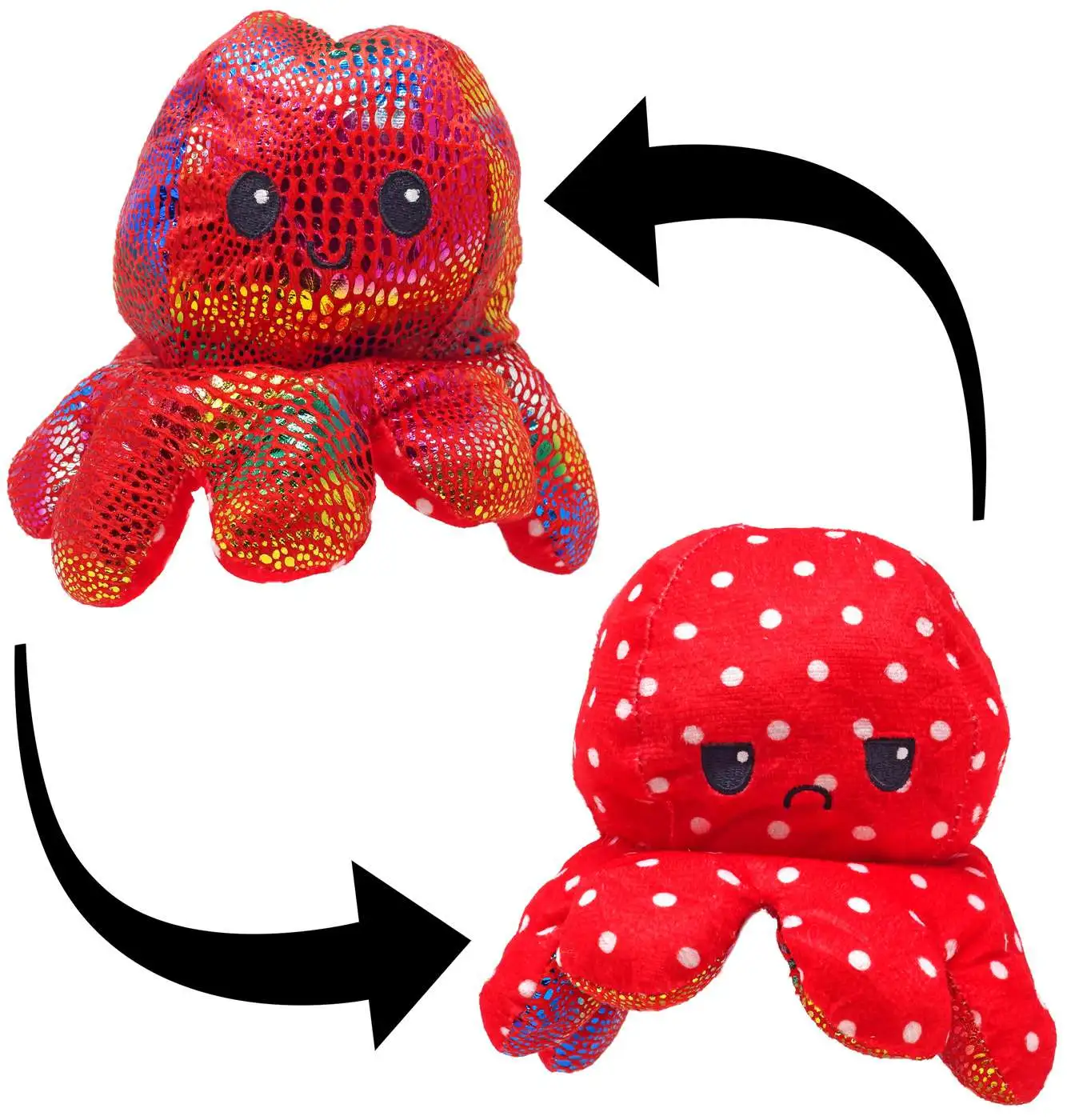 Reversible Plush Red Octopus 5-Inch