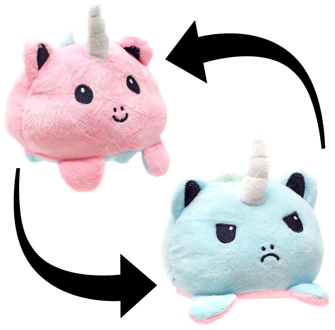 Reversible Plush Light Blue & Pink Unicorn 4-Inch