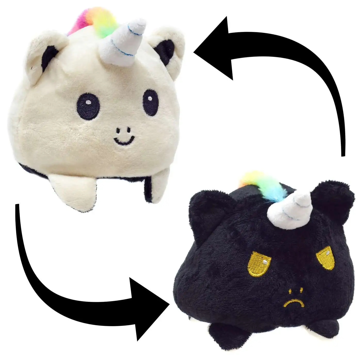 Reversible Plush White & Black Unicorn 4-Inch