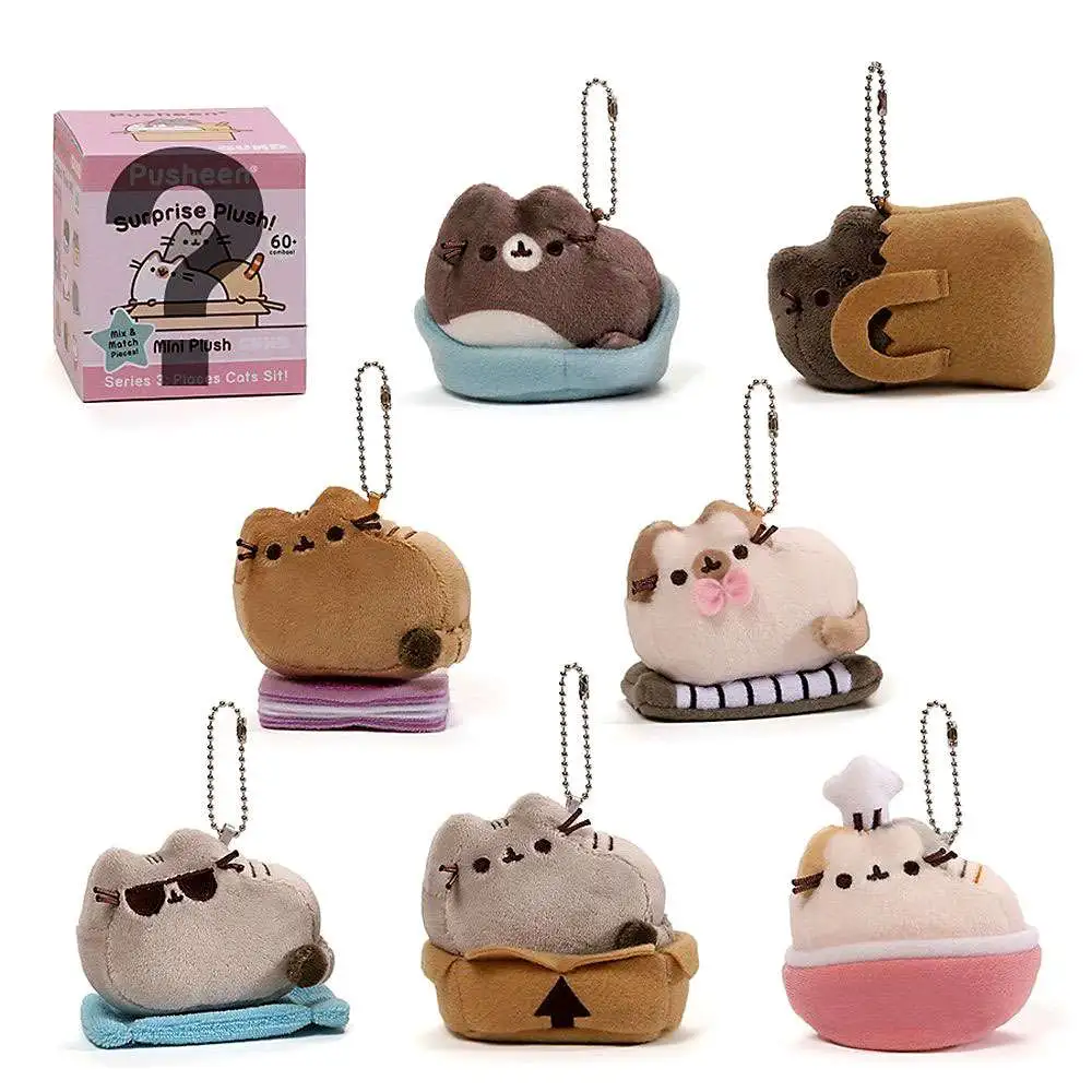 Gund Pusheen Series 3 Surprise Mini Plush Keychain Cat in Paper Bag Emoji New 
