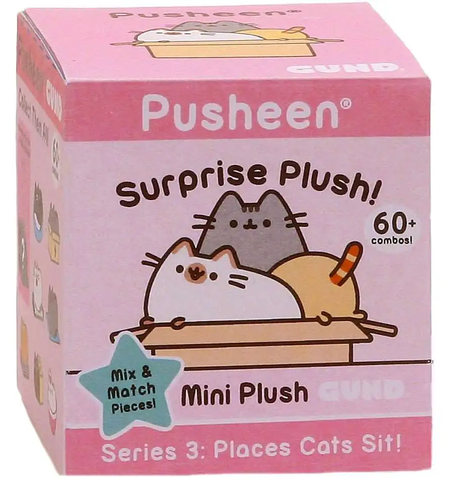 Cat in Shipping Box Emoji New Gund Pusheen Series 3 Plush Toy Keychain 