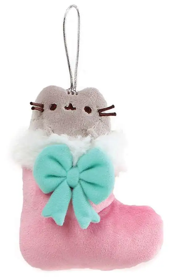 Gund H8 Cat Stuffed Toy Pusheen In Stocking Christmas Ornament 5in 