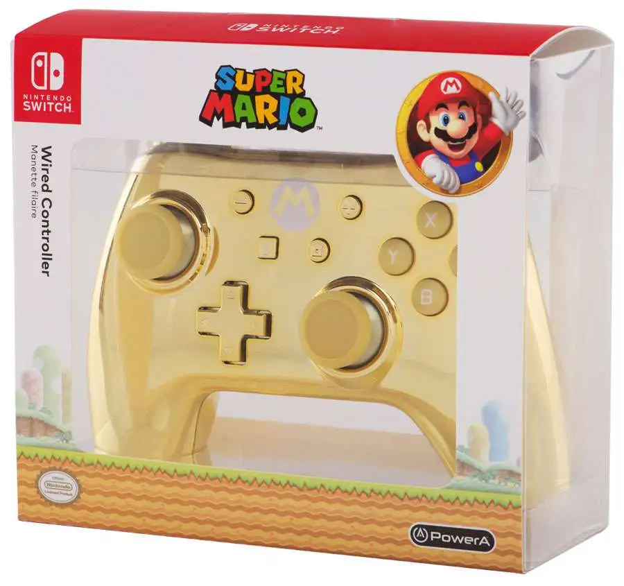 Switch Super Mario Gold Chrome Mario Video Game Controller Power A ToyWiz