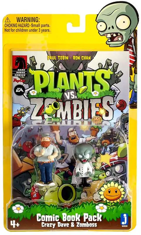 Plants vs. Zombies Comic Book Pack Crazy Dave Zomboss 8 Action Figure 2 ...