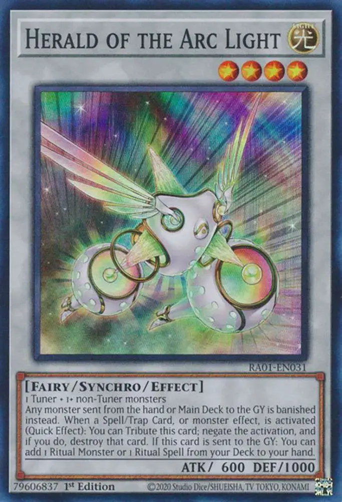 YuGiOh Trading Card Game 25th Anniversary Rarity Collection Prismatic Ultimate Rare Herald of the Arc Light RA01-EN031