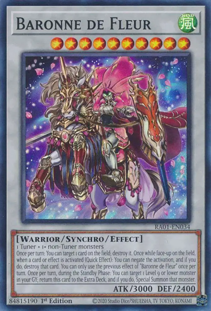 YuGiOh Trading Card Game 25th Anniversary Rarity Collection Prismatic Ultimate Rare Baronne de Fleur RA01-EN034 YuGiOh Trading Card Game 25th Anniversary Rarity Collection Prismatic Ultimate Rare Baronne de Fleur RA01-EN034