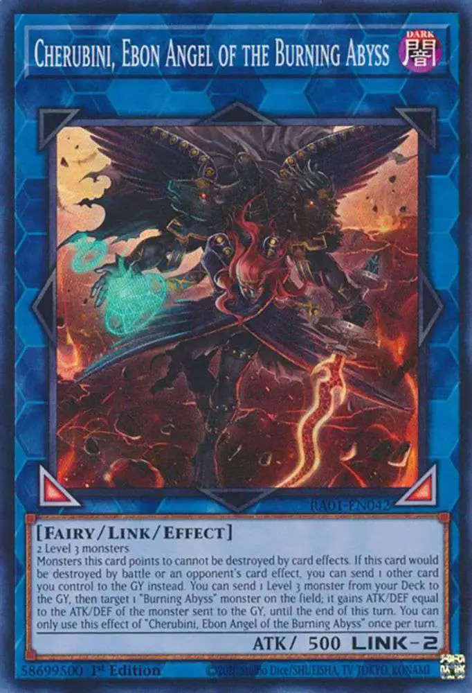 YuGiOh Trading Card Game 25th Anniversary Rarity Collection Super Rare Cherubini, Ebon Angel of the Burning Abyss RA01-EN042