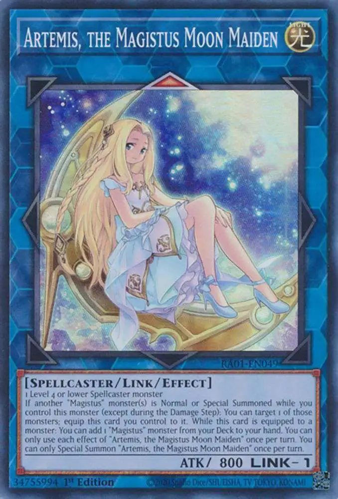 YuGiOh Trading Card Game 25th Anniversary Rarity Collection Super Rare Artemis, the Magistus Moon Maiden RA01-EN049