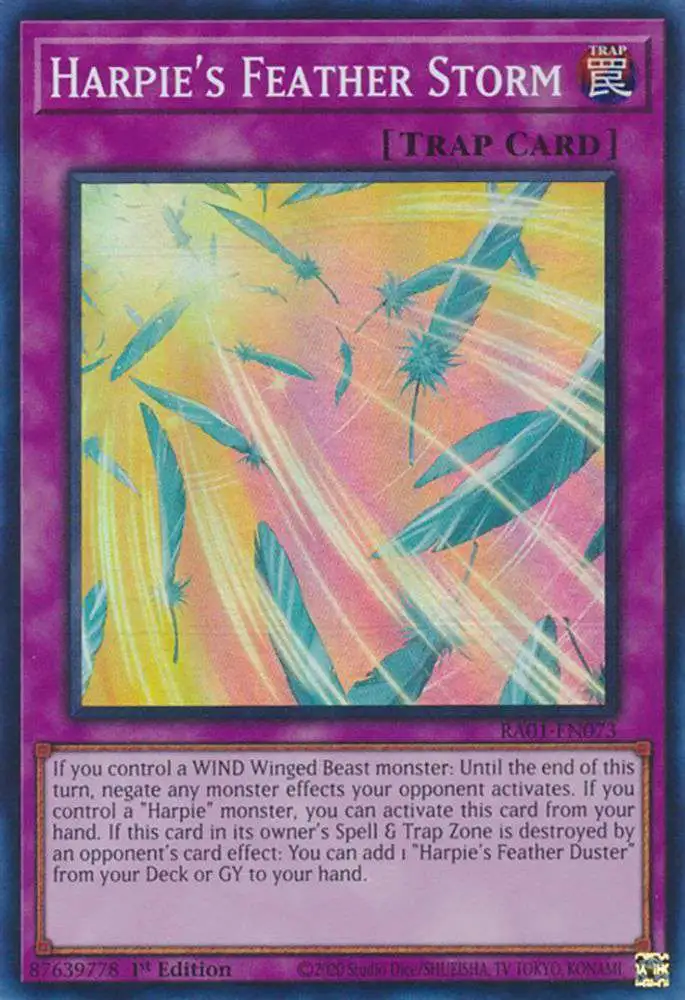 YuGiOh Trading Card Game 25th Anniversary Rarity Collection Secret Rare Harpie's Feather Storm RA01-EN073