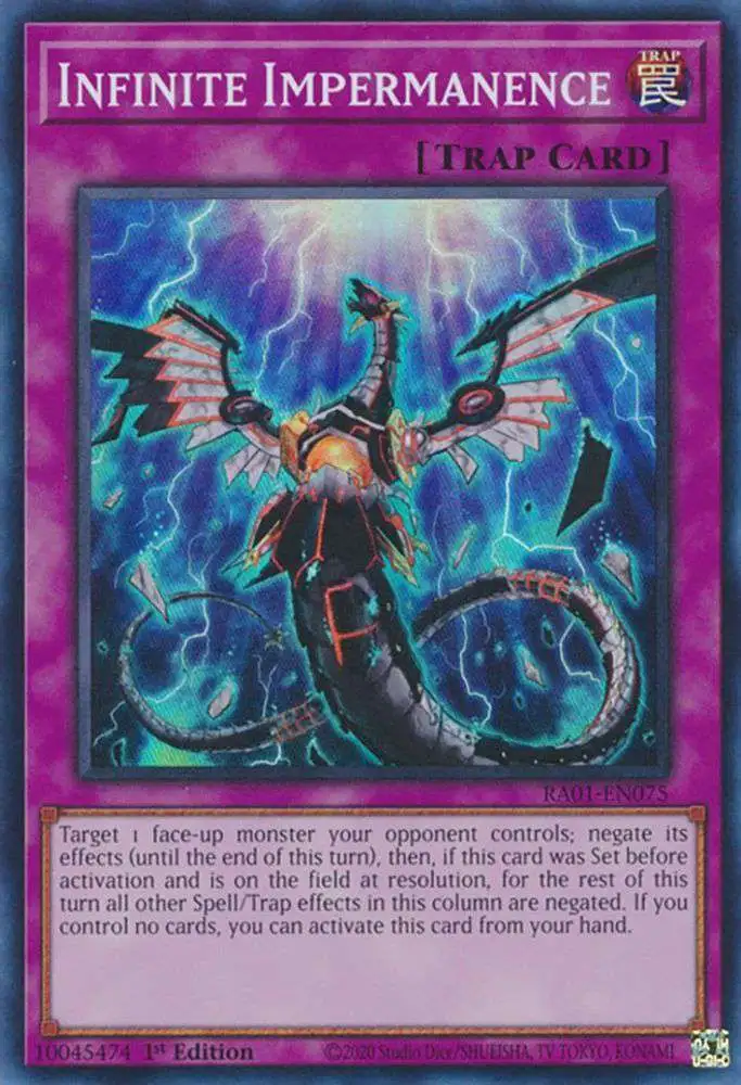 YuGiOh Trading Card Game 25th Anniversary Rarity Collection Platinum Secret Rare Infinite Impermanence RA01-EN075