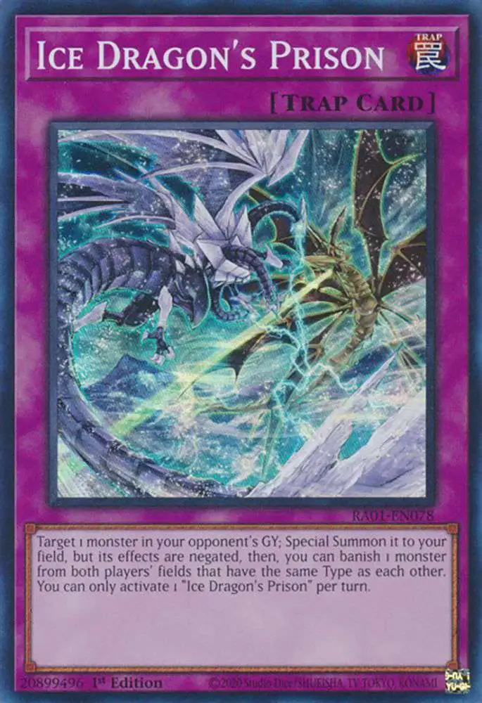 YuGiOh Trading Card Game 25th Anniversary Rarity Collection Platinum Secret Rare Ice Dragon's Prison RA01-EN078