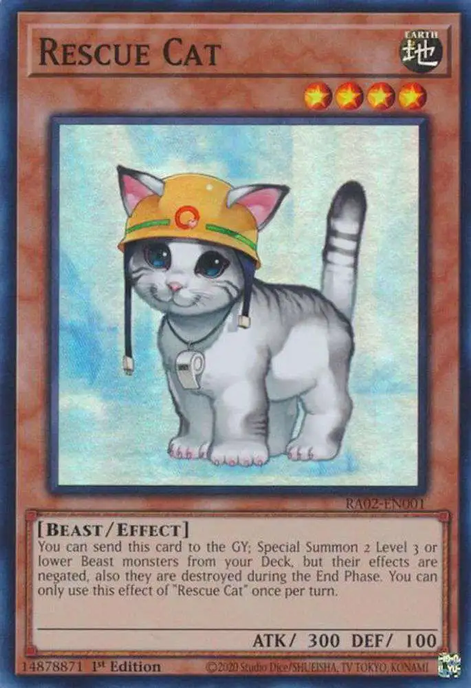 YuGiOh Trading Card Game 25th Anniversary Rarity Collection II Single Card  Prismatic Collectors Rare Rescue Cat RA02-EN001 - ToyWiz
