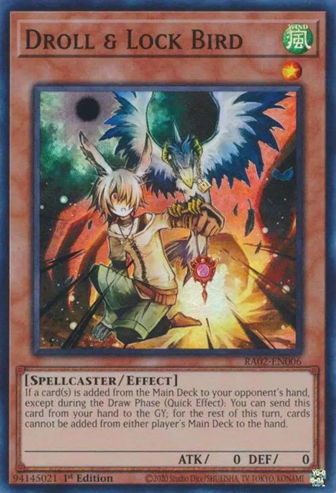 YuGiOh Trading Card Game 25th Anniversary Rarity Collection II Single Card Ultra Rare Droll Lock Bird RA02-EN006 - ToyWiz YuGiOh Trading Card Game 25th Anniversary Rarity Collection II Single Card Ultra Rare Droll Lock Bird RA02-EN006 - ToyWiz