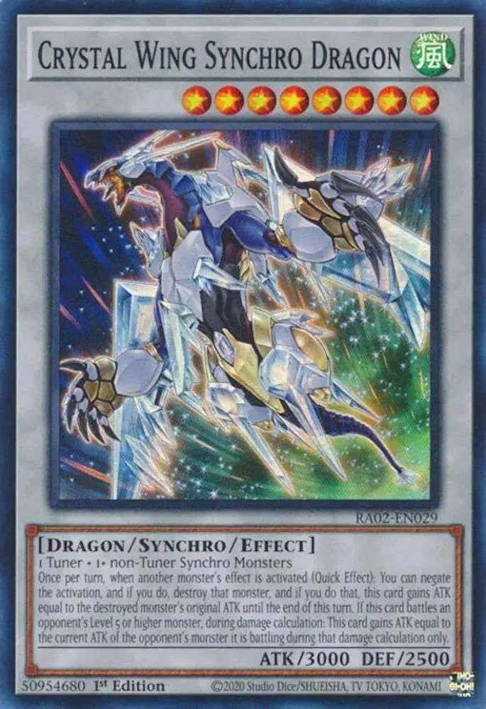 YuGiOh Trading Card Game 25th Anniversary Rarity Collection II Single Card  Prismatic Collectors Rare Crystal Wing Synchro Dragon RA02-EN029 - ToyWiz