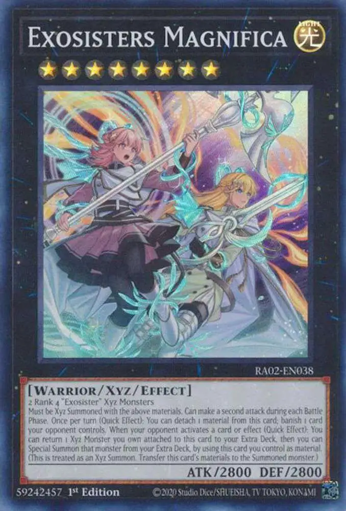 YuGiOh Trading Card Game 25th Anniversary Rarity Collection II Secret Rare Exosisters Magnifica RA02-EN038 YuGiOh Trading Card Game 25th Anniversary Rarity Collection II Secret Rare Exosisters Magnifica RA02-EN038