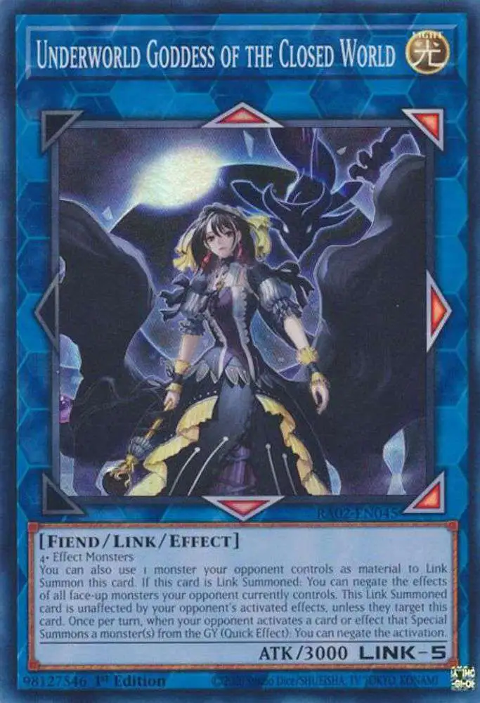 YuGiOh Trading Card Game 25th Anniversary Rarity Collection II Platinum Secret Rare Underworld Goddess of the Closed World RA02-EN045