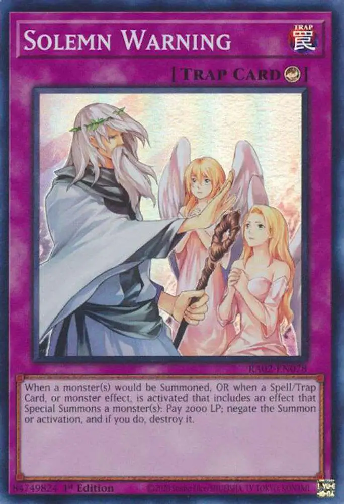 YuGiOh Trading Card Game 25th Anniversary Rarity Collection II Single Card Secret Rare Solemn Warning RA02-EN078 - ToyWiz YuGiOh Trading Card Game 25th Anniversary Rarity Collection II Single Card Secret Rare Solemn Warning RA02-EN078 - ToyWiz