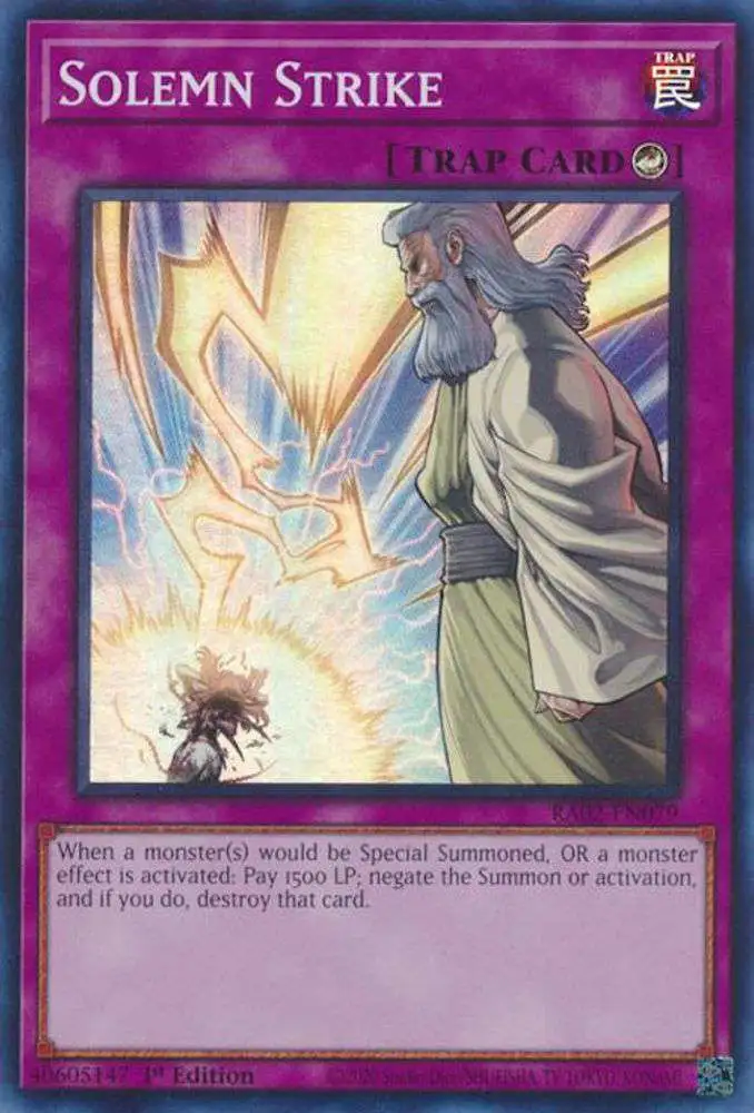 YuGiOh Trading Card Game 25th Anniversary Rarity Collection II Single Card  Prismatic Collectors Rare Solemn Strike RA02-EN079 - ToyWiz