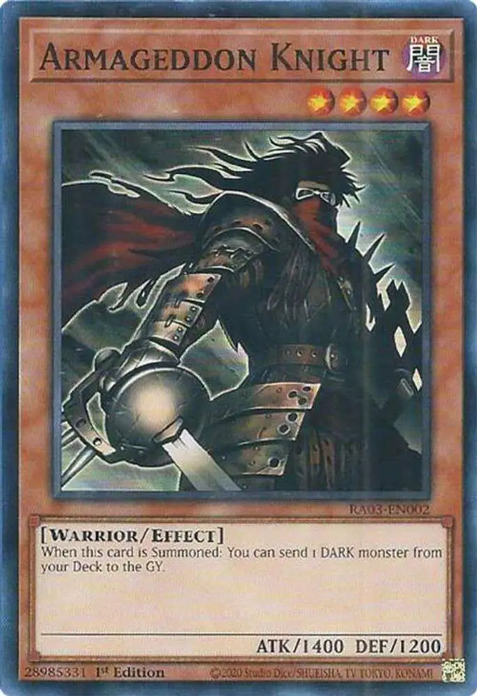 YuGiOh Trading Card Game Quarter Century Bonanza Super Rare Armageddon Knight RA03-EN002