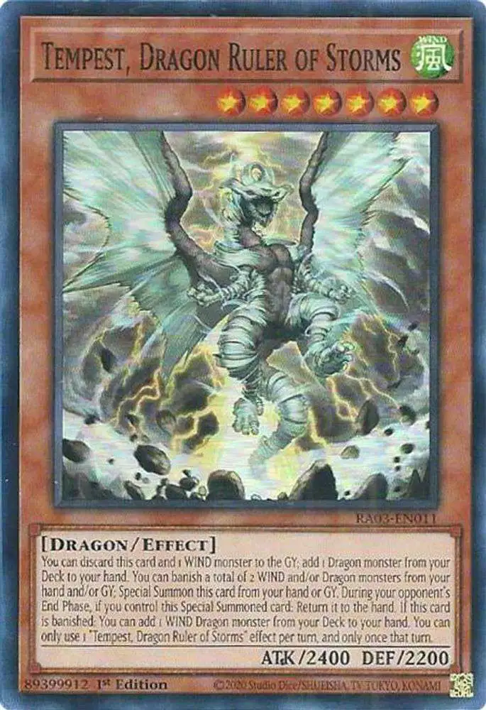 YuGiOh Trading Card Game Quarter Century Bonanza Secret Rare Tempest, Dragon Ruler of Storms RA03-EN011