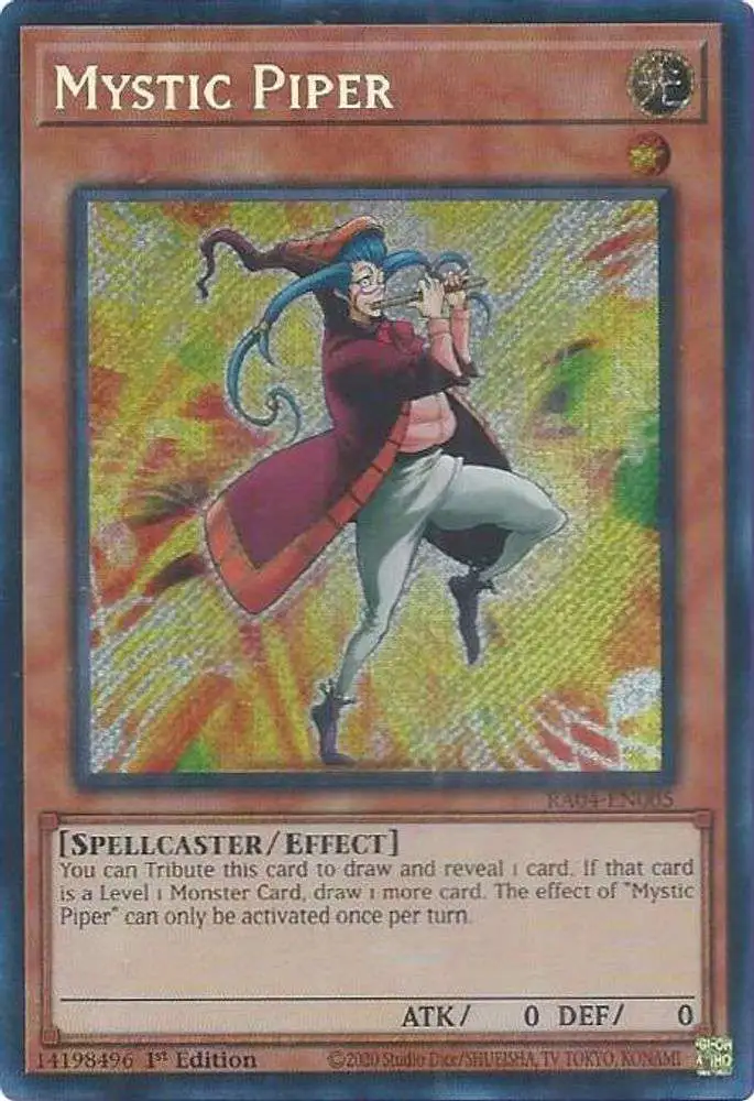 YuGiOh Trading Card Game Quarter Century Stampede Secret Rare Mystic Piper RA04-EN005