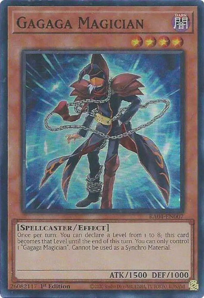 YuGiOh Trading Card Game Quarter Century Stampede Super Rare Gagaga Magician RA04-EN007