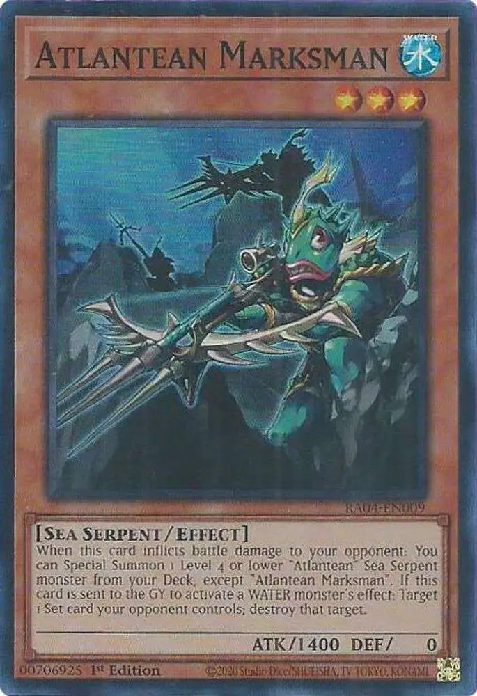 YuGiOh Trading Card Game Quarter Century Stampede Platinum Secret Rare Atlantean Marksman RA04-EN009