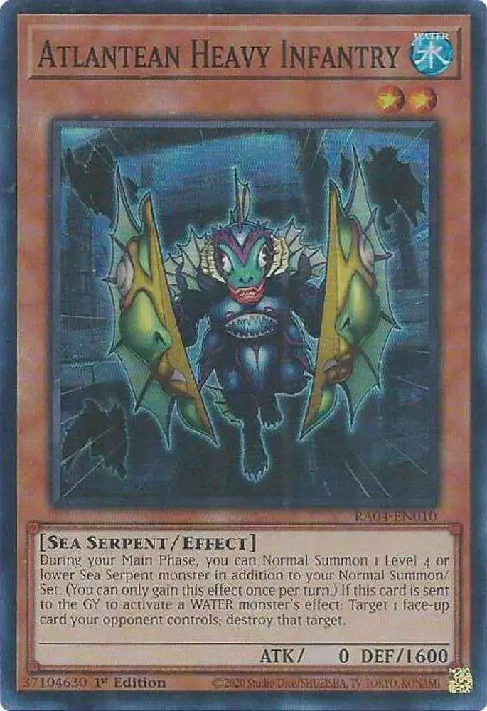 YuGiOh Trading Card Game Quarter Century Stampede Super Rare Atlantean Heavy Infantry RA04-EN010