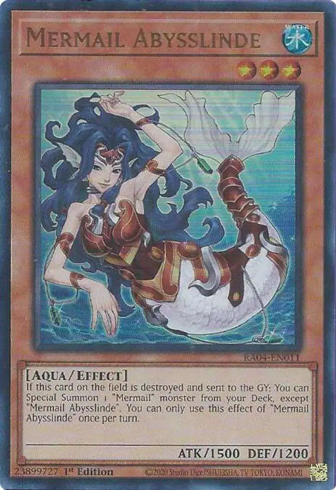 YuGiOh Trading Card Game Quarter Century Stampede Ultra Rare Mermail Abysslinde RA04-EN011