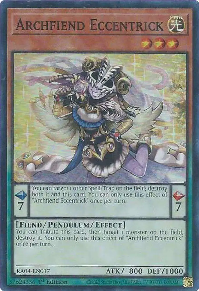 YuGiOh Trading Card Game Quarter Century Stampede Quarter Century Secret Rare Archfiend Eccentrick RA04-EN017