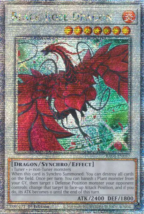 YuGiOh Trading Card Game Quarter Century Stampede Quarter Century Rare  Black Rose Dragon RA04-EN057 [Alt Art]